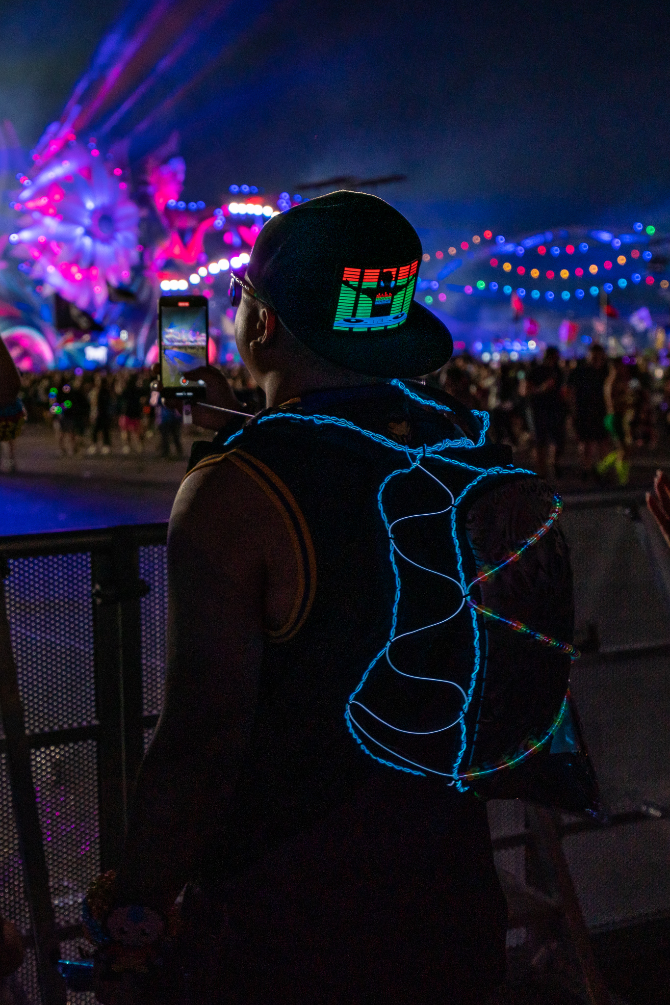 Festival-goer at rail